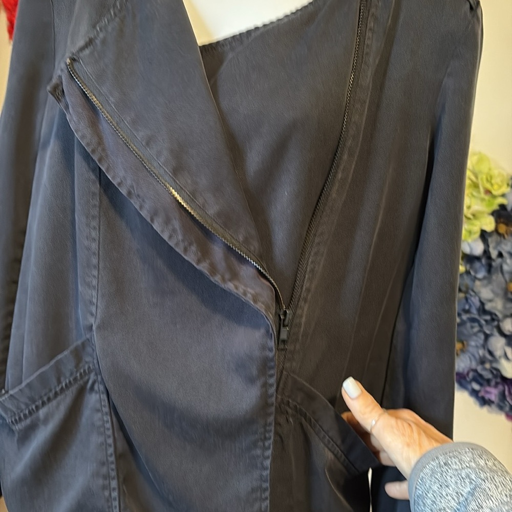 ASTR Gray Drape Full Zip Biker Moto Roll Tab Snap Sleeve Jacket - Picture 9 of 15